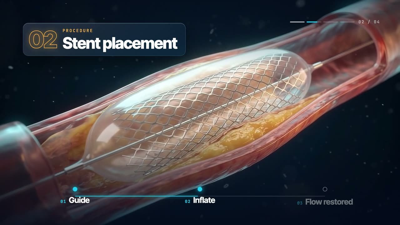 Cutaway of a stent expanding inside an artery, from the Inside the Procedure showreel